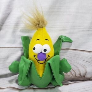 Vintage Toy Box Corn On The Cob Anthropomorphic Plush Toy 8 Inch Faux Leather